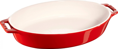 Pjatë furre Staub Ceramic Casserole Oval, 23 cm, qeramike, e kuqe