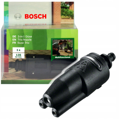 Grikë treshe Bosch Trio Nozzle për larëse me presion AQT, 3 lloje spërkatjeje, e zezë