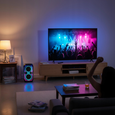 Kuti zanore portabile Blaupunkt PB60X, 120W RMS, Bluetooth, me drita LED RGB, e zezë