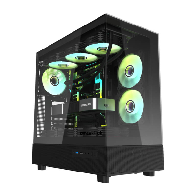Darkflash Kuti kompjuteri DPX90 (I zi) + 3 ventilatorë