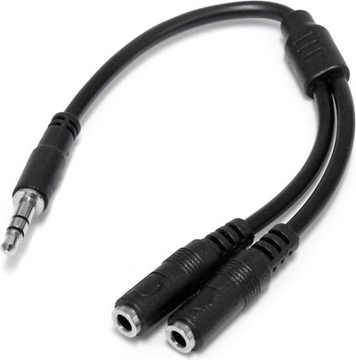 Kabllo StarTech Jack 3.5mm - Jack 3.5mm (MUY1MFFS), 2 kabllo, 0.15m, e zezë
