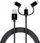 Kabllo USB A në USB C, Micro USB, Lightning 3 në 1, karikim i shpejtë, 3A, najlon, gri