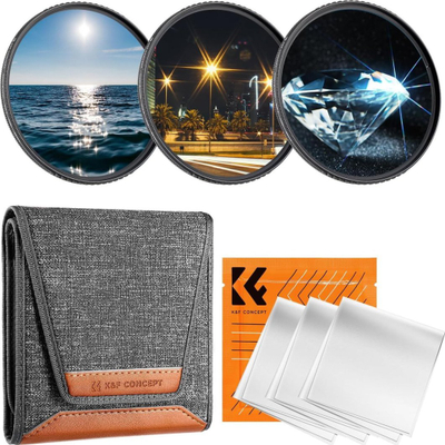 Set filtrash yjorë K&F Concept Star, 3‑në‑1 X4 X6 X8, 49mm, i zi