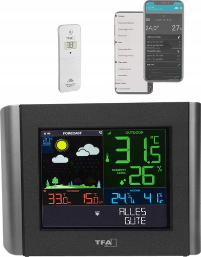 Stacion moti TFA VIEW METEO 35.8000.01, WLAN, me ekran, i zi