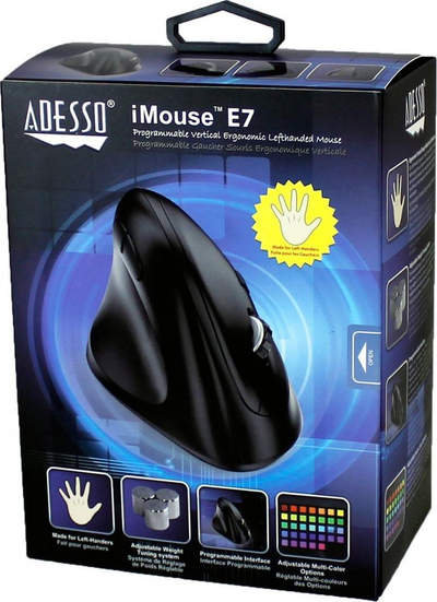 Maus Spire Ergonomic, për majtakë, me kabllo, USB, i zi
