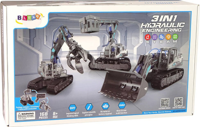 Set lodër ndërtimi Leantoys 3 në 1 Hydraulic Engineering, 168 pjesë, pa bateri, gri me blu