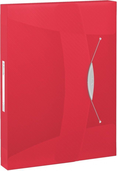 Set 5 kuti arkivimi Esselte Vivida, A4, deri 350 fletë, e kuqe transparente