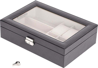 Kути организер KMTP Box, за 6 часовници и 3 пара очила, еко кожа, беж