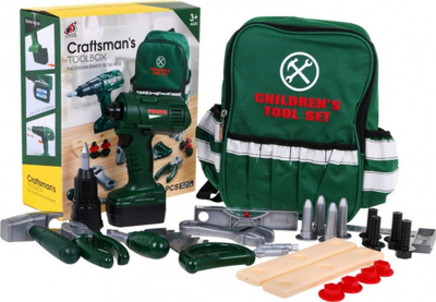 Set lodrash veglash Craftsman Toolbox, me çantë shpine, kaçavidë elektrike, jeshile