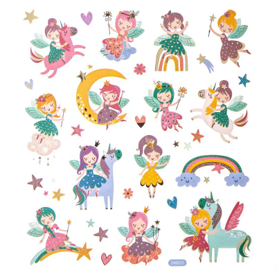 Stickerë me shkëlqim Djeco Fairies, set 28 copë, shumëngjyrësh