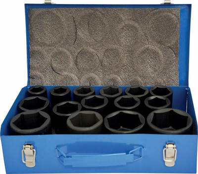 Set çelësa goditës Adler AD-15D, 1", 15 copë, në kuti metalike