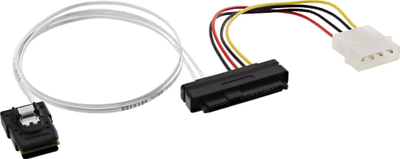 Kabllo Mini SAS InLine SFF-8087 në 1x SAS SFF-8482 me energji, 0.75m, i zi