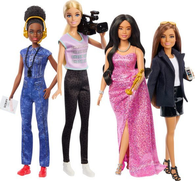 Set kukulla Barbie Careers Women in Film, 4 kukulla, me aksesorë, shumëngjyrëshe