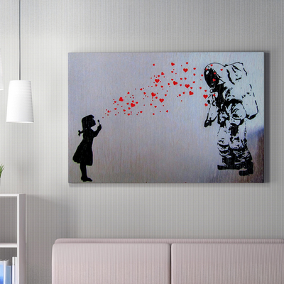 Pikturë murale Gobi HM4815, kanavacë e printuar, 70x50cm, gri me detaje të kuqe