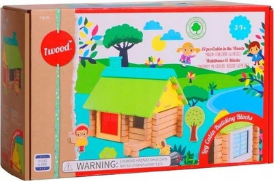 Set konstruktori druri iWood Cabin in the Woods, 61 copa, lojë edukative, shumëngjyrësh