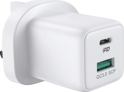 Karikues muri Joyroom 30W, USB C PD, USB QC 3.0, i bardhë