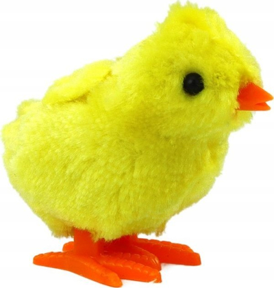 Lodër pelushi me sustë Jumping Wind-Up Chicken, kërcyese, e verdhë