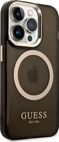 Kapak telefoni Guess Translucent MagSafe, për iPhone 14 Pro, TPU, i zi