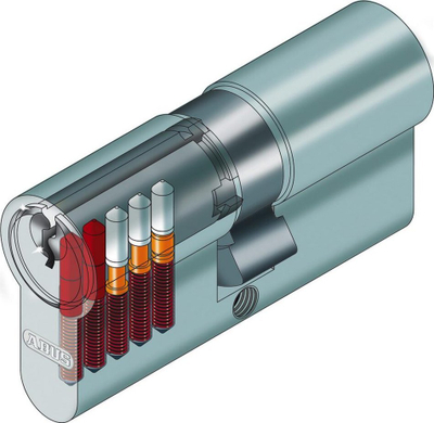Цилиндер за врата ABUS A93, 50/60 mm, различни клучеви, мат никел