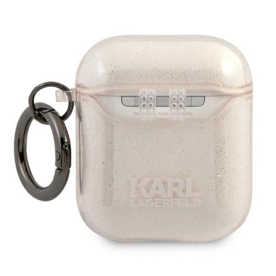 Kuti mbrojtëse Karl Lagerfeld Glitter Choupette KLA2UCHGD për AirPods 1/2, TPU, bezhë