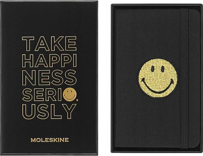 Bllok shënimesh Moleskine Smiley Limited Edition, 6.5 x 10.5 cm, kapak i fortë, i zi
