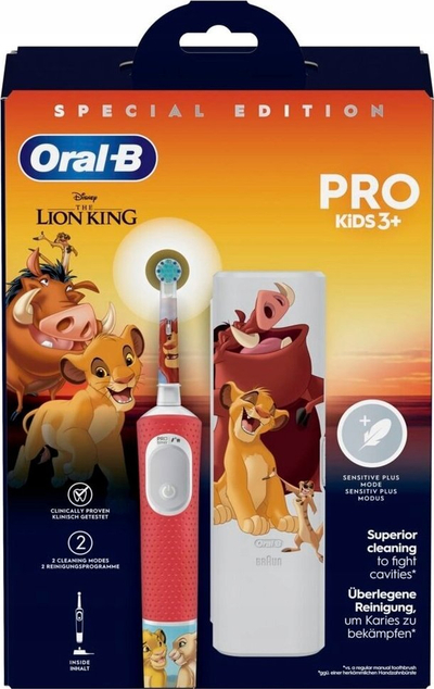 Furçë dhëmbësh elektrike Oral-B Vitality Pro Kids The Lion King, për kalamaj, e verdhë