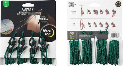 Set litarësh për tenda Nite Ize Figure 9, reflektues, 4 x 2.5 m, jeshile