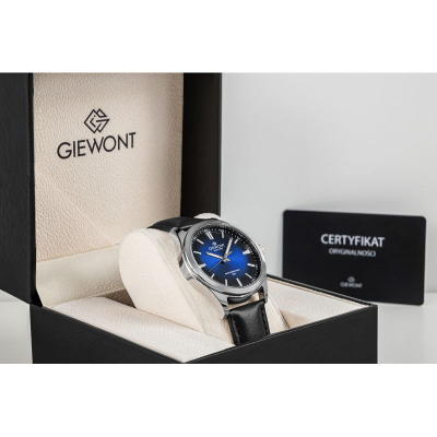 Ora dore meshkujsh Giewont Elegance GW5160-A3, quartz, xham sapphire, e zezë blu