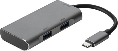 Hub USB DELTACO USB-C me 4 porta, USB 3.1 Gen 2, 10 Gbit/s, gri