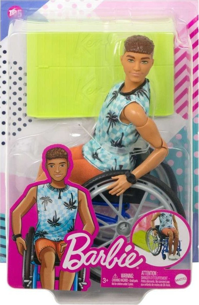 Lodër kukull Barbie Ken Fashionistas, me karrocë me rrota, me rampë, shumëngjyrëshe