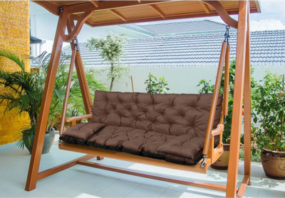 Set jastëkësh kopshti AIO, jastëk divani 100 x 60 x 50 cm, 2 jastëkë 42 x 42 cm, kafe