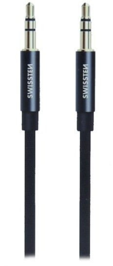 Kabllo audio Aux tekstile Swissten,1.5m, e zezë
