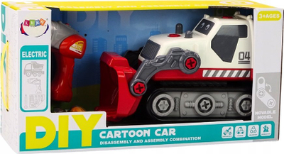 Lodër eskavator ndërtimi Cartoon Crawler Excavator, DIY me vegla, i bardhë