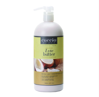 Gjalpë trupi i lëngshëm Cuccio Naturale Ultra Sheer Blend Coconut & White Ginger, 946 ml