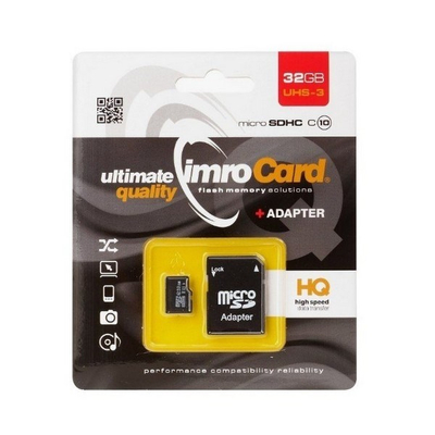 Мемориска картичка microSD Imro 32GB, Class 10 UHS I U3, со адаптер