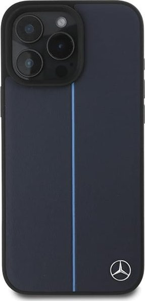 Mbrojtëse telefoni Mercedes Blue Line për iPhone 16 Pro Max, lëkurë, MagSafe, blu navy