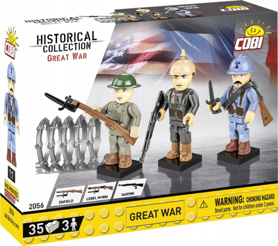 Set figurina ndërtuese COBI World War I, 35 copa, 3 figura, shumëngjyrëshe