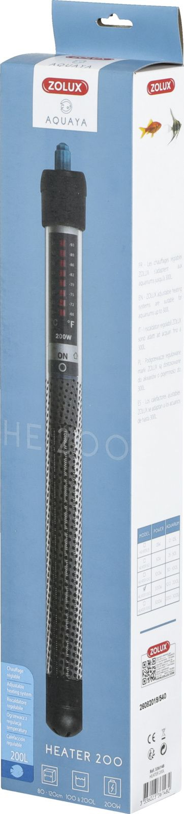 Ngrohës akuariumi Zolux AQUAYA Heater 200W, për 100-200L, i zi