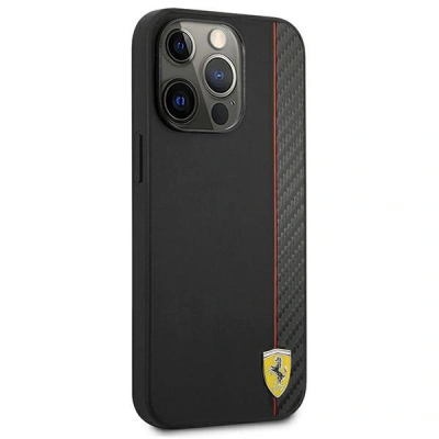 Kapak telefoni Ferrari Smooth Carbon për iPhone 13 Pro, efekt karboni, i zi