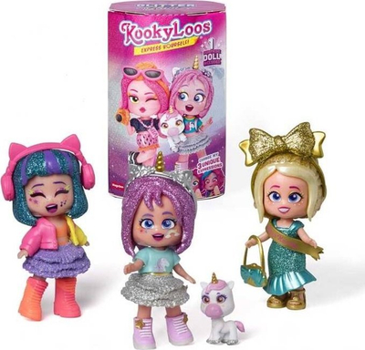 Kukull surprizë KookyLoos Glitter Glam, 1 nga 12 modele, me aksesorë, shumëngjyrëshe