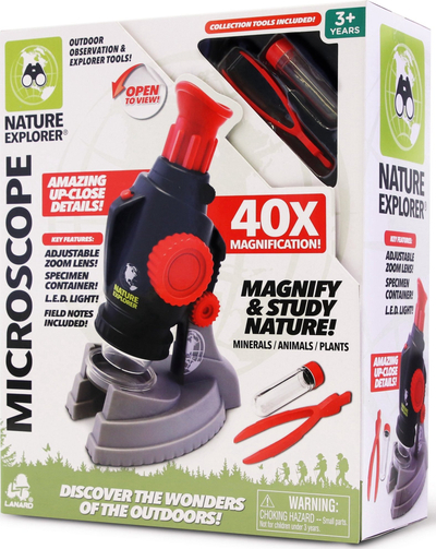 Mikroskop lodër Lanard Nature Explorer, 40x zmadhim, dritë LED, i zi me të kuqe