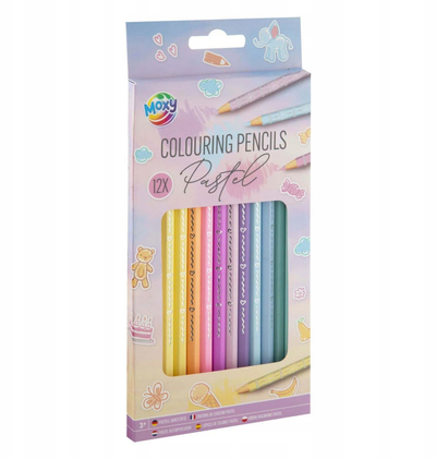 Lapsa ngjyrues Moxy Pastel, set 12 copë, ngjyra pastel, shumëngjyrësh