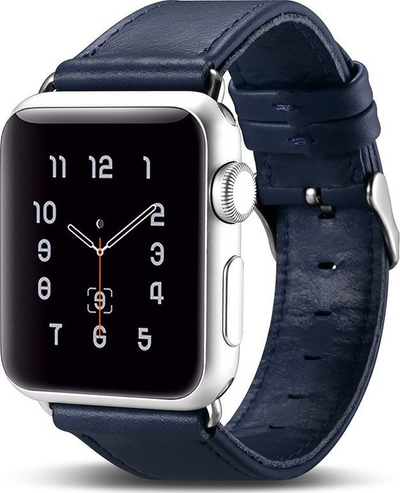 Rrip ore Apple iCarer Vintage, lëkurë natyrale, 38mm, blu e errët