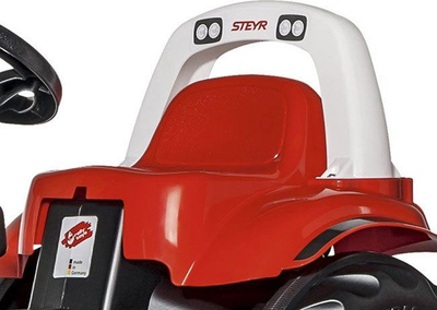 Traktor lodër me pedale Rolly Toys RollyKid Steyr, me rimorkio, për kalamaj 2.5–5 vjeç, i kuq e i bardhë