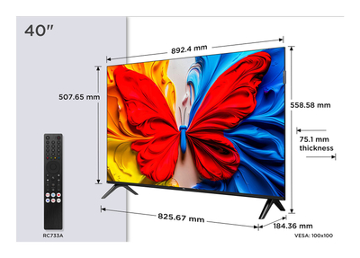 Телевизор TCL 40S59K S Series, 40\", QLED FHD, Андроид ТВ, црн