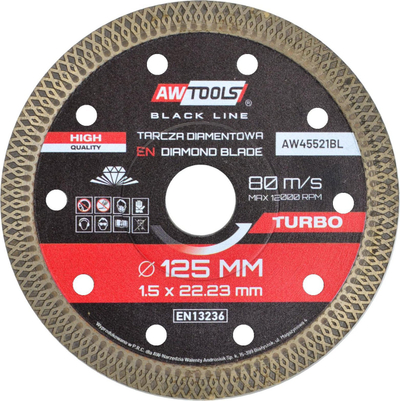 Disk prerës me diamant THIN TURBO DIAMOND BLADE 125mm, trashësi 1.5mm, 22.2mm