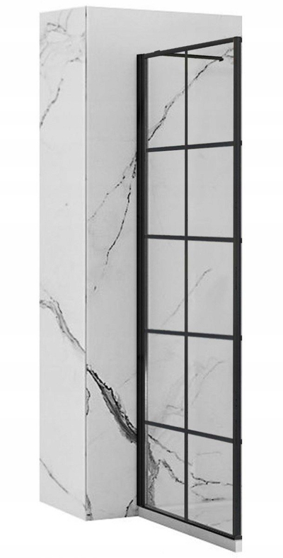 Kabinë dushi Omnires Shower Wall Molier 90, xham Crystal Clear, Easy Clean, e zezë