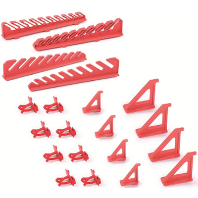 Set mbajtësesh paneli veglash Kistenberg Bineer Hooks, 20 copë, plastikë, i kuq