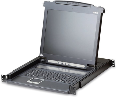 Konsolë rack LCD 17" Single Rail, tastierë USB, dalje VGA, e zezë