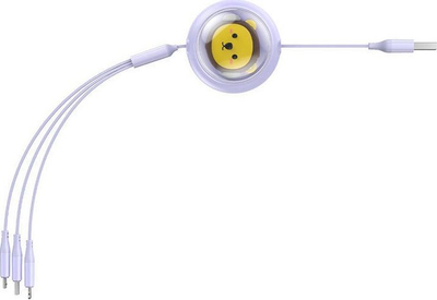 Kabllo karikimi Baseus 3 në 1 USB A në USB C microUSB Lightning, 1.1 m, 3.5A, vjollcë